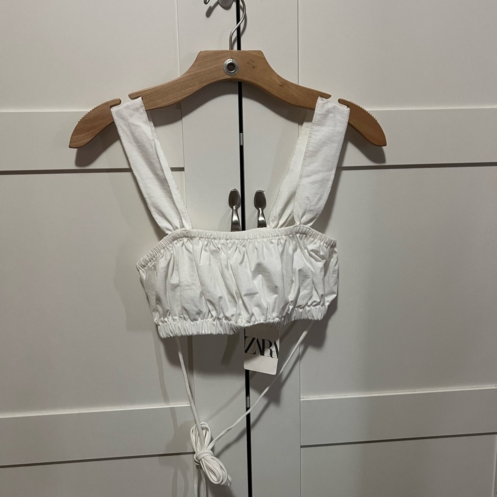 Zara White Women's Crop Top with ties